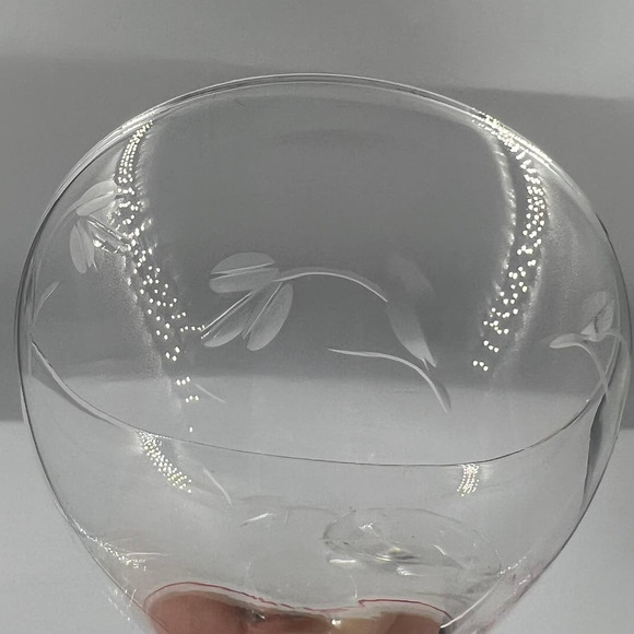 Vintage Clear Etched Champagne Wine Glasses Floral Flower Set 2 MCM Midcentury - Picture 11 of 12